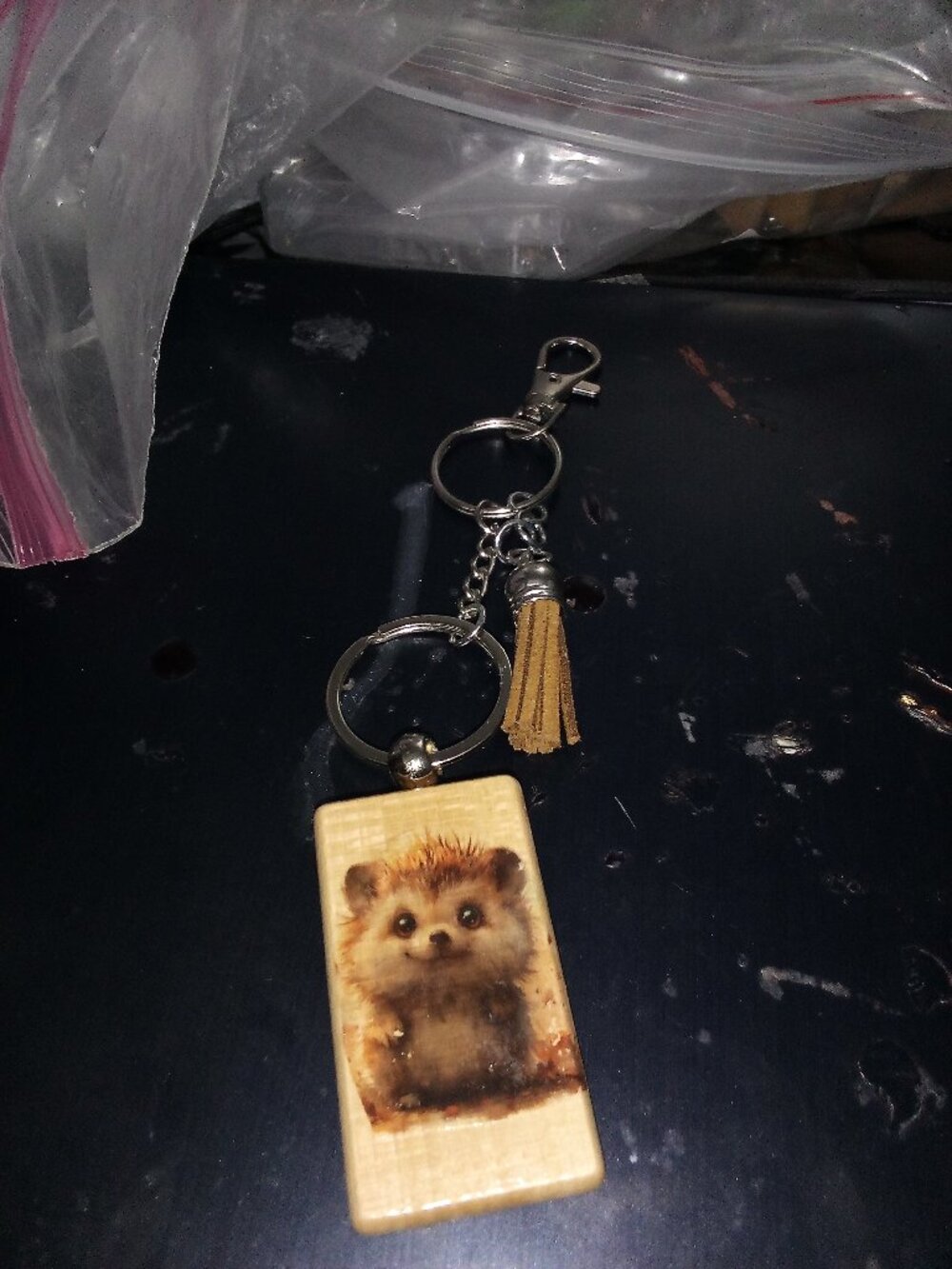 Hedgehog Keychain Bag Charm with Tassel